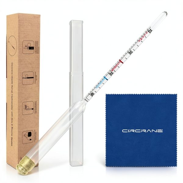 Circrane Maple Syrup Hydrometer Double Scale Tin Glass-0