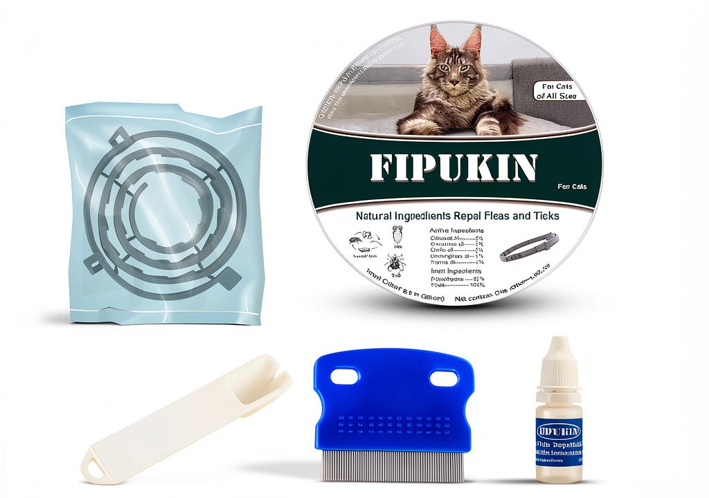 Installing Pavo Flea Collar Natural Plant Protection for Pets on a wooden desk