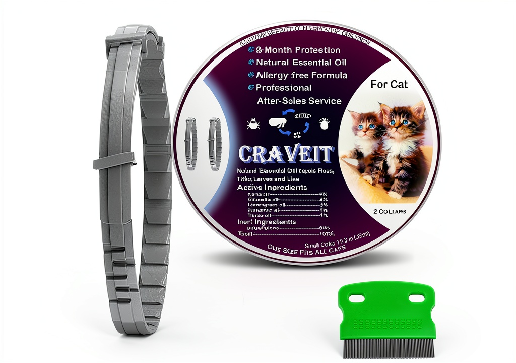 Installing Craveit Cat Flea Collar Waterproof Adjustable on a wooden desk