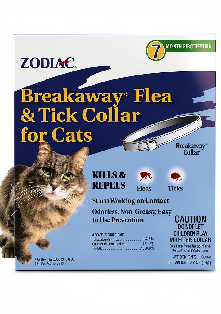 Cat wearing Zodiac Breakaway Flea Collar outdoors
