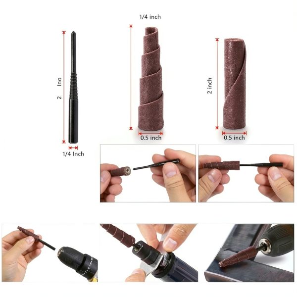 2 Inch Sand Paper Cartridge Rolls Avresecie 50P Set CR9 Shank-2