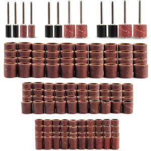 Sanding Drums Kit 132Pcs Yakamoz Sleeves 80 120 180 Grit for Dremel-0