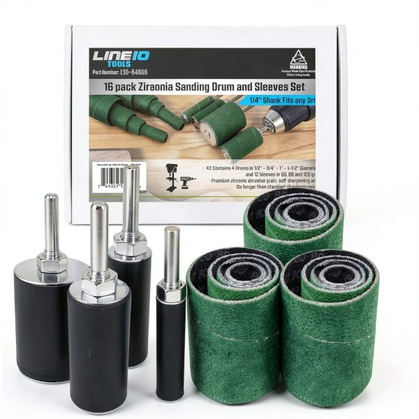 Zirconia Sanding Drum & Sleeves Set LINE10 Spindle Sander 2‑inch Long-0